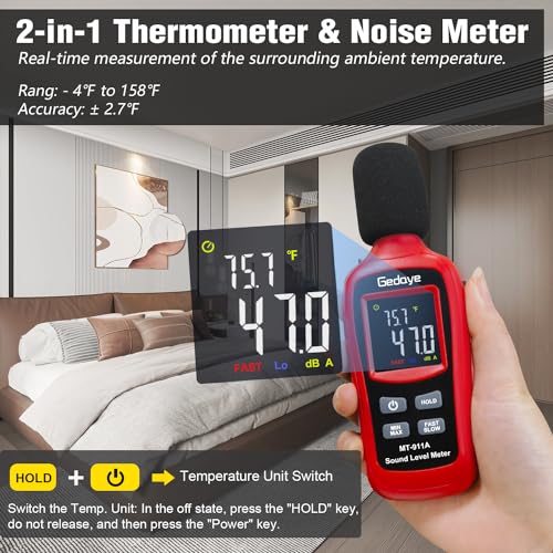 Noise-Decibel-Meter-Gedaye-Sound-Level-Meter-Range-35-135dBA-SPL-Meter-with-A-Weighted-Data-Hold-MaxMin-FastSlow-Color-LCD-Backlit-Display-Noise-Detector-dB-reader-Monitor-Audio-Measure-Device