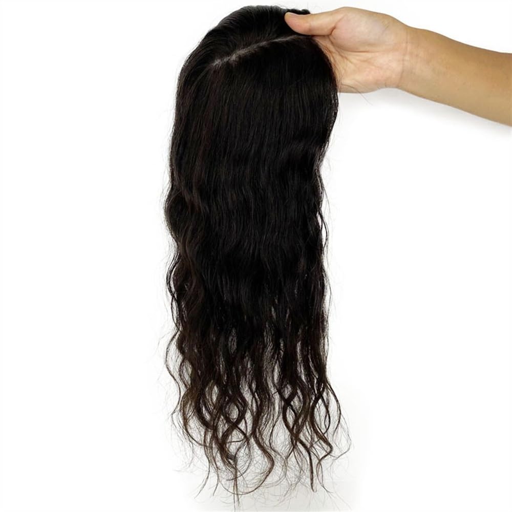 Stratificato Topper for capelli diradati 8"-22" for umani brasiliani for donne 5"x5" Clip con base in pizzo svizzero in sciolti ondulati for parrucchino(8inches)