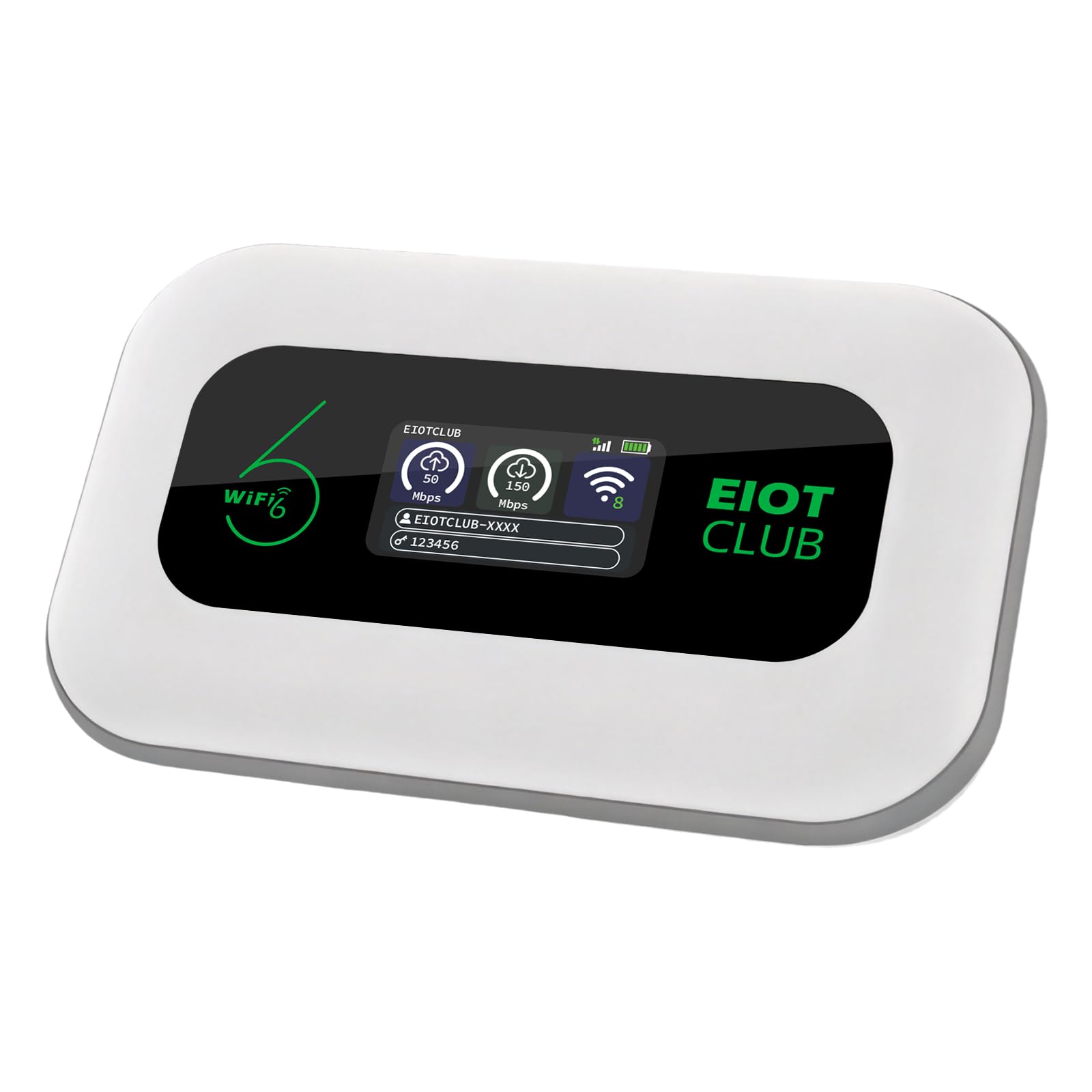 EIOTCLUB Mobiler WLAN Router mit Ohne Vertrag, 4G LTE Tragbarer WiFi Hotspot, 3000 mAh Akku, Bis zu 32 Geräte, Eingebauter SIM Karte, Ideal für Reisen, Camping & Unterwegs – Nur für Europa geeignet