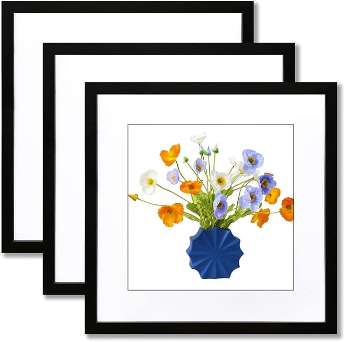 THREELOVE 24x24 Frame White, Display Picture 20x20 with mat or 24x24 Without mat, Photo Poster Picture Frame Wall Mounting Home Decor, 3 PCS