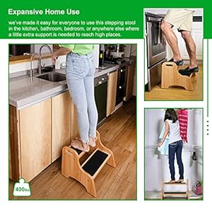 StrongTek Wooden 2 Step Stools for Kids, Toddler with Non-Slip Stepping Surface, Portable Stool with Handles for Bathroom Kitchen and Bedroom, 400 lbs Capacity (Natural) StrongTek Wooden 2 Step Stools for Kids Toddler with Non Slip Stepping Surface Portable Stool with Handles for Bathroom Kitchen and Bedroom 400 lbs Capacity Natural