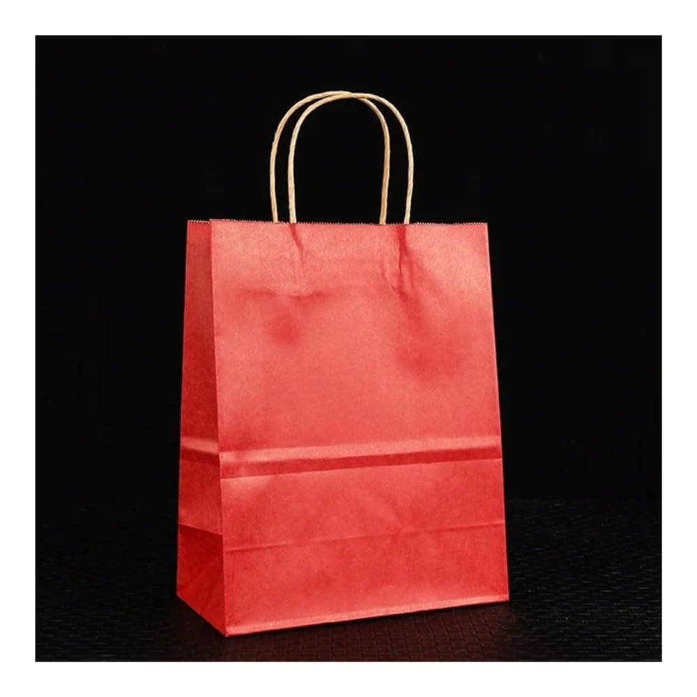 UYFRD Bunte Papiertüten mit Handheld-Design, Weihnachten, Valentinstag, Hochzeit, Party, Geschenktüten, Schmuck-Einkaufstaschen (rot, 10 Stück, 40 x 13 x 31 cm)