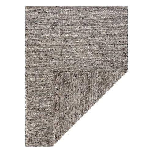 rugsx Nepal 2100 Teppich Stone, grau - fürs Wohnzimmer, Esszimmer, Schlafzimmer und die Küche, Wolle, doppelseitig, Natur 140x190 cm