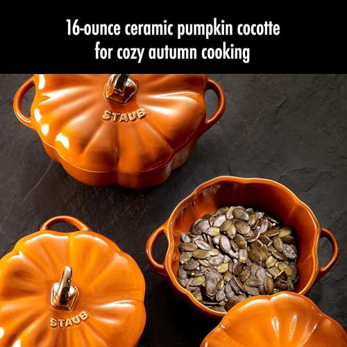 Image of Staub Ceramic 16-oz Petite Pumpkin Cocotte - Burnt Orange