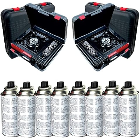 Gaskocher mit Kartusche I 2er XXL Set I für Camper Campingkocher mit Gaskartusche Outdoor Camping Gas Kocher Survival 2 x Gaskocher Cover