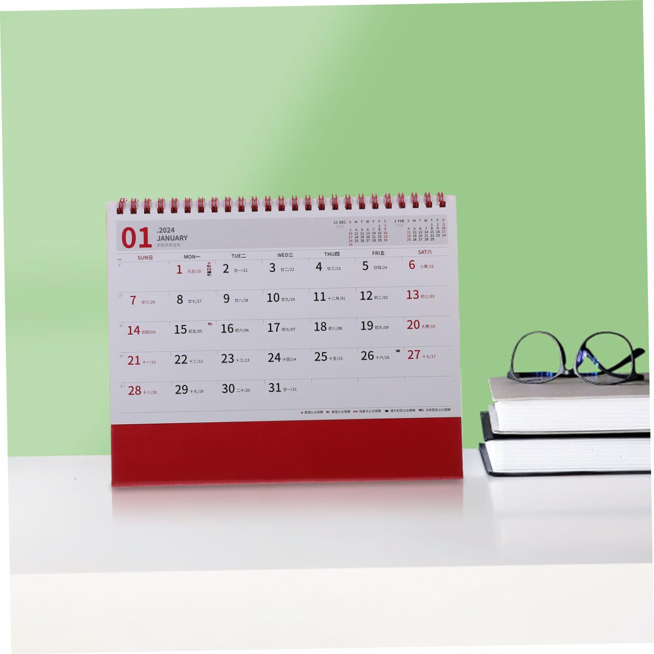 DOITOOL 5 Stück Schreibtischkalender Chinesischer Stil Monatskalender Stehend Flip Tischkalender Bürodekoration Robustes Design für Home Office