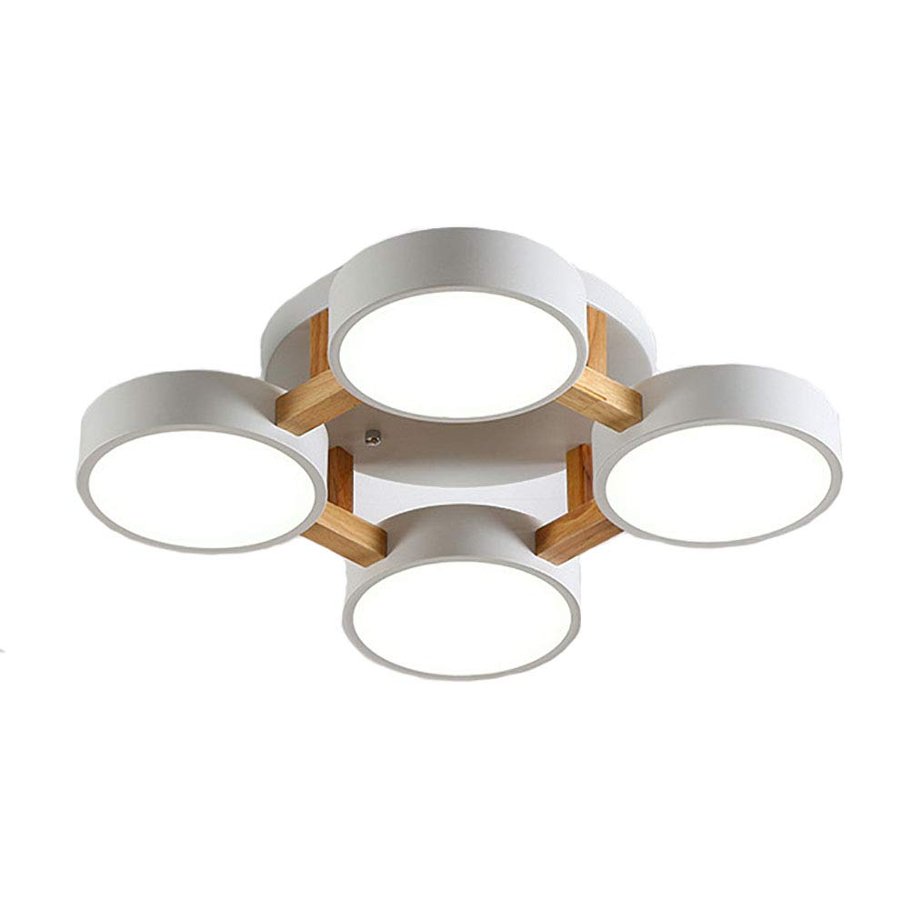 Lamp Moderno Madera Lámpara De Araña LED 48W Regulable Luz De Techo 4 Luces Montaje Empotrado Lámpara De Techo Accesorio De Iluminación para Sala Comedor Cocina- Tricolor Cambia La Luz