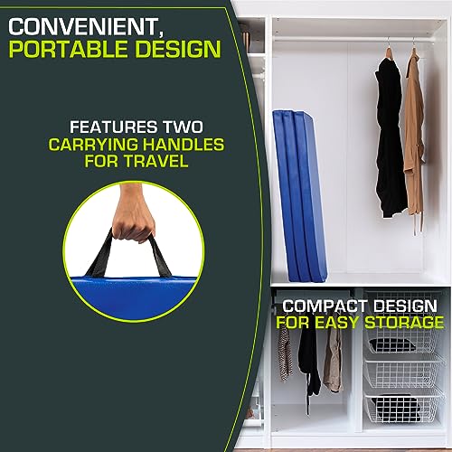 Image of ProsourceFit Tri-Fold Folding Thick Exercise Mat 6'x4' with Carrying Handles for Tumbling, Martial Arts, Gymnastics, Stretching, Core Workouts