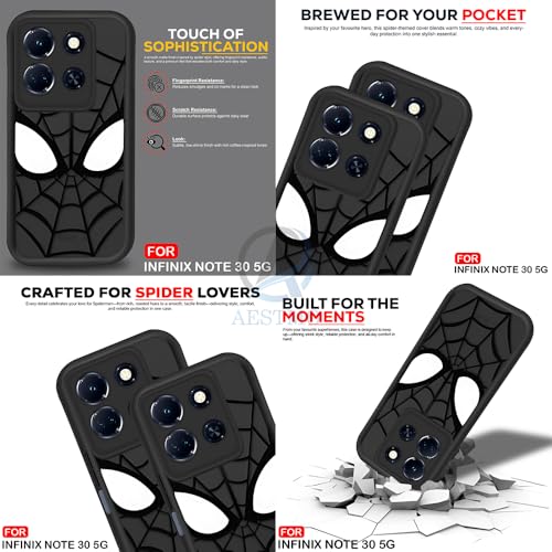 Image of AESTMO Back Case Cover for Infinix Note 30 5G Cover | Spidey Face Mask Design | Silicone Case | Full Body Protection | Camera Protection Back Cover for Infinix Note 30 5G (Black)