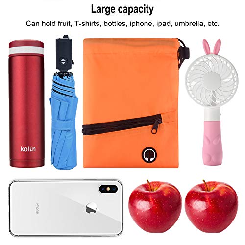 Image of KUUQA 12Pcs Drawstring Bags with Zipper Pocket Pull String Backpack Bags Bulk(Colorful)