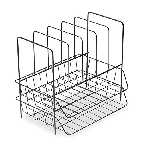 Fellowes Side Load Double Tray with 5 Section Sorter, Wire, Letter Size, Black (72371)