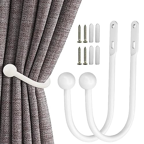 BSITSSS 2 Pièces Embrasse Rideau Metal, Embrasse pour Rideaux Blanc, Attache Rideau Forme de U,...