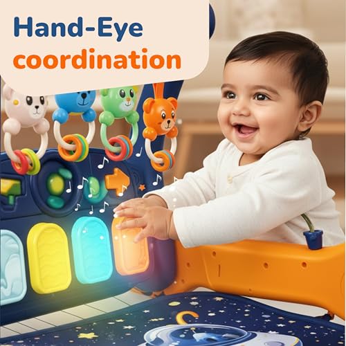 Image of Lifelong Astro 2-in-1 Playgym & Convertible Walker | Music, Lights with Hanging Toys | Non-Toxic for Motor & Fine Skills Development | Tummy Time Extra Soft Cushioned Play Mat for Babies (0-24 Months)