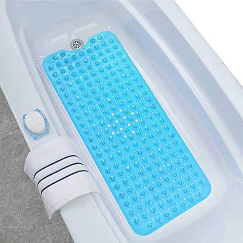 BoloShine Bathtub Mat Shower Mats, Non Slip Square Bath Mat with 200 Suction Cups, Anti Mould Bathroom Safety Mat for Baby Kids Elderly, Extra Long 100 x 40cm (Transparent Blue) Cover