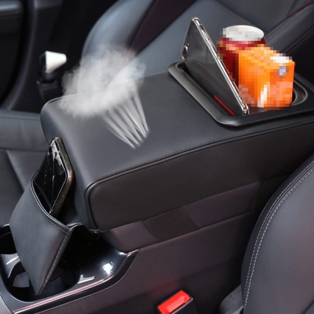 Consola central con reposabrazos 1 almohadilla para reposabrazos de coche, accesorios para automóvil, caja cojín soporte para codo y mano, antifatiga con portavasos, almacenamiento para(1)