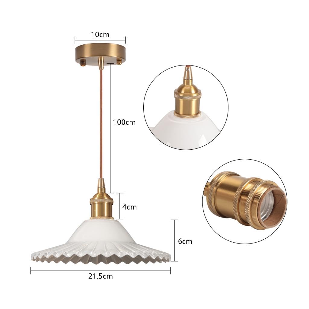 Hanglamp Carneval, antiek messing/rood, 14 cm, glas