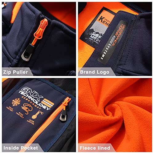 Image of Men's Zip Up Softshell Jackets Fleece Lining Waterproof Hooded Jacket Black Windbreaker Men Mul-Pockets Medium