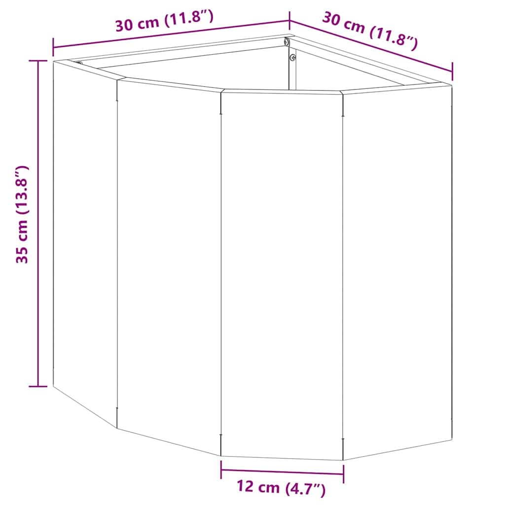 Eckpflanzer Weiß 30 x 30 x 35 cm Stahl für Garten Balkon Terrasse mit robustem Stahl, Eckgarten Pflanzer, Pflanzbehälter, Blumentopf, Outdoor Pflanzkübel, ideal für Pflanzenliebhaber