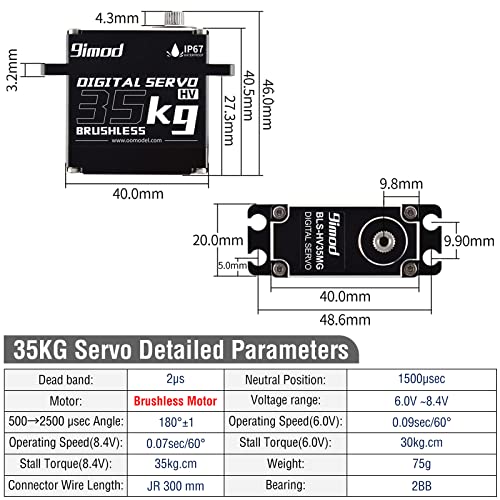 9Imod Rc Brushless Servo: 35Kg Steering Servo Waterproof High Torque Servo Motor All Aluminum Case Digital Rc Car Servo 1/10 High Speed Servo For 1/10 1/8 Rc Truck Crawler 180 Degree #TOP3