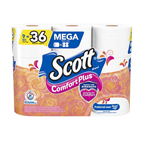 Scott ComfortPlus Toilet Paper, Equal to 36 Regular Rolls), Septic Safe Bath Tissue, White, 9 Count (Pack of 1) - 2