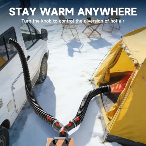 Hon&Guan 3 Inch Diesel Heater Hose Kit, Flexible Nylon Air Vent Set with Adjustable Y Splitter, Two 8FT Ducts, 3FT Outlet Pipe, Air Vents and Clamps for 5KW–8KW Heaters