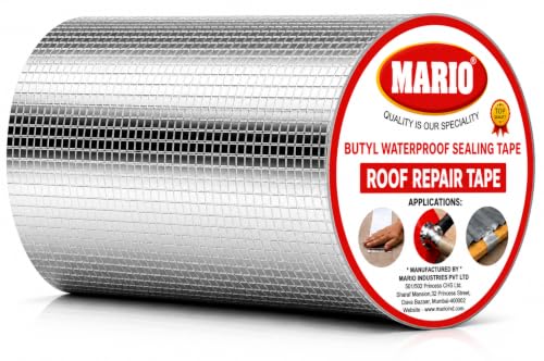 Image of Mario Butyl Waterproof Repair Tape 8 Inch (200MM /20CM) x 5M | Ultra Strong Adhesive Rubber Foil for Roof Leak, Surface Crack, Window, Boat & Water Tank Sealing - Permanent Waterproof Fix
