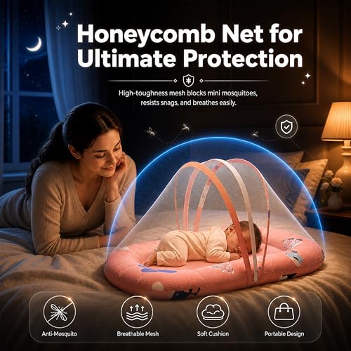 Image of StarAndDaisy 3-in-1 Baby Nest with Mosquito Net, Soft Baby Bedding Set and Sleeping Mattress, Portable Travel Bed, Comfortable Baby Lounger for Newborn Boys and Girls