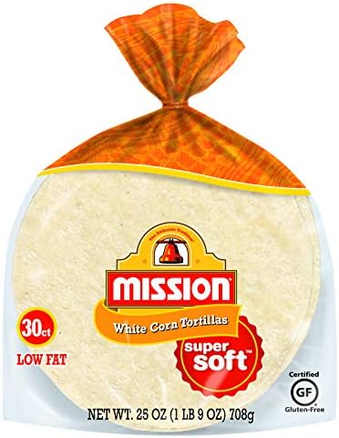 Mission White Corn Tortillas, Small Soft Taco Size, 30 Count, Gluten Free, Trans Fat Free