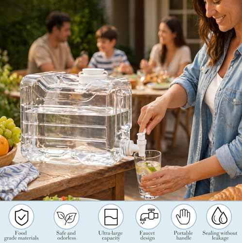 Image of Funnymoom 4 Pcs Drink Water Dispenser for Fridge 2 Gallon Beverage Dispenser with Spigot Plastic Reusable Refrigerator Water Dispensers Waters Jug Container for Party Outdoors Camping Hiking Home