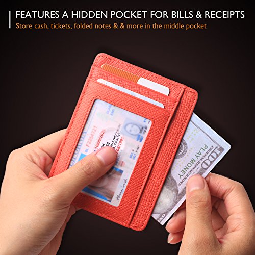 Borgasets Slim Wallet for Men Women Minimalist Thin Travel Front Pocket Genuine Leather Credit Card Holder with RFID Blocking4