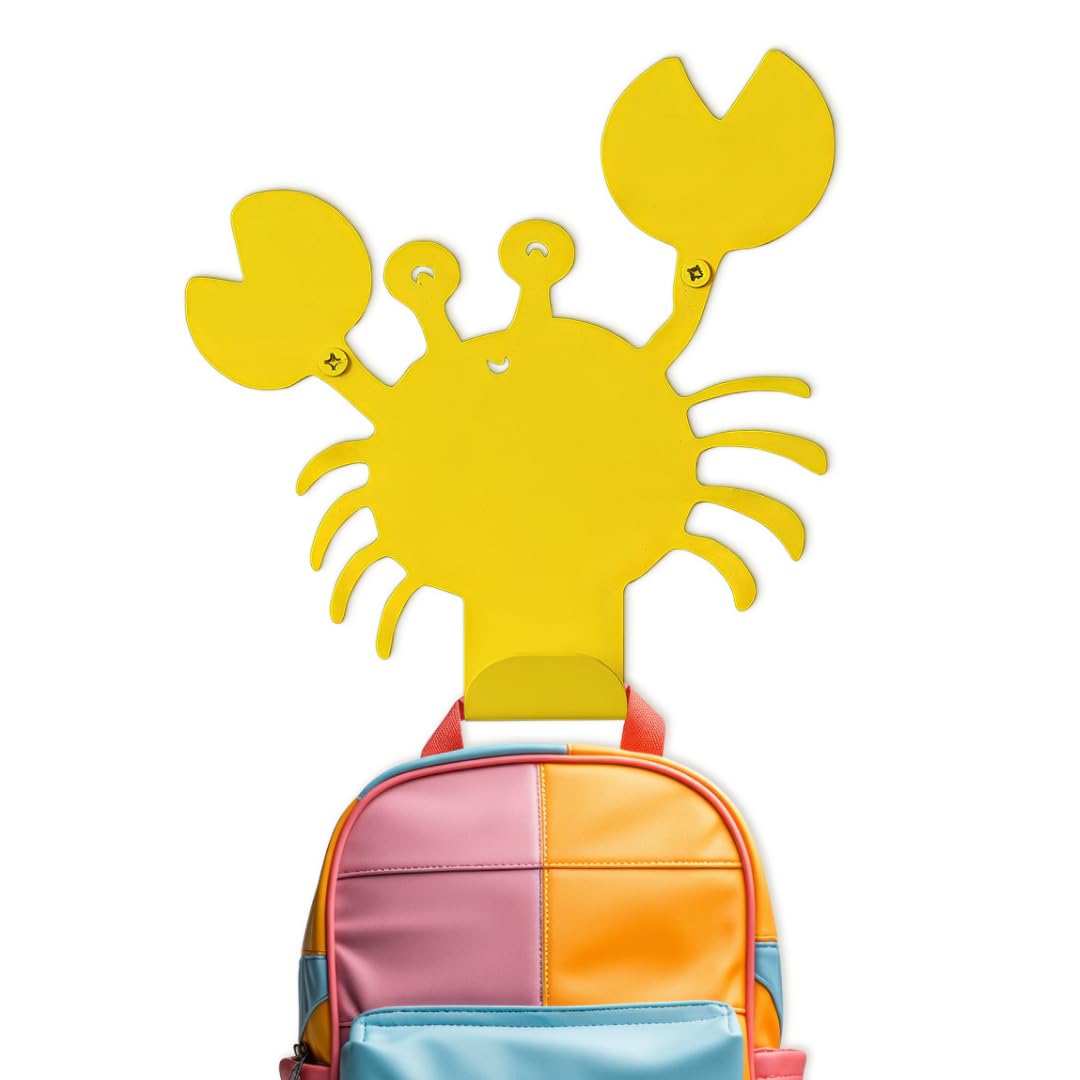 ARTiLETTO Cute Crab Wall Hook – Heavy-Duty Metal Hook for Hanging Coats, Backpacks, Towels & More – Fun Kids’ Wall Hooks for Bedroom, Playroom, Nursery & Bathroom – Decorative & Durable (Yellow)