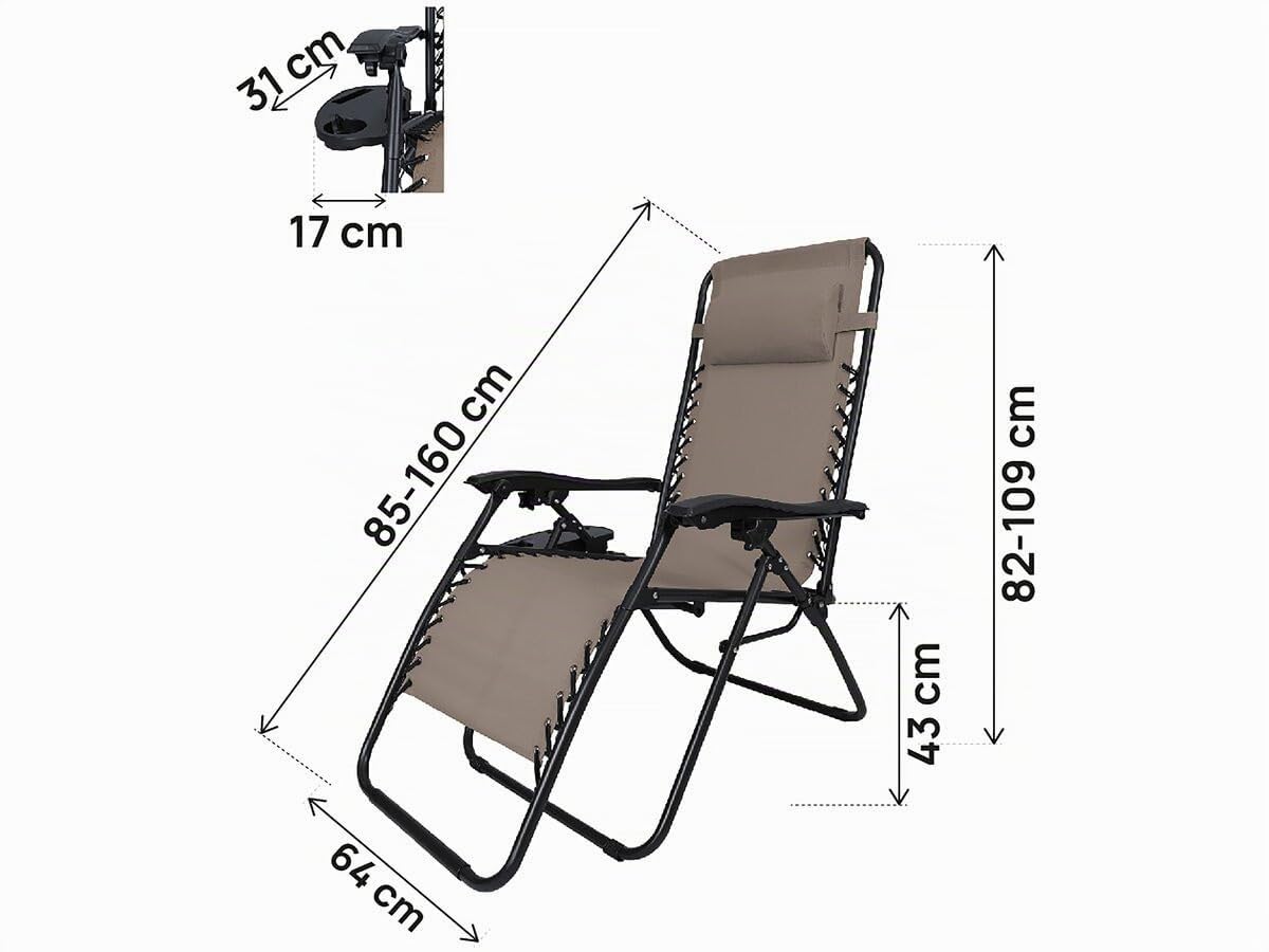Fauteuil de Jardin Relax zéro gravité Sintra - Taupe