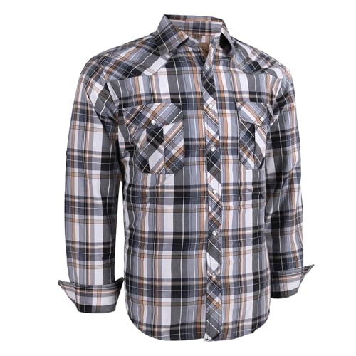 Pearl snap Men's Western Cowboy Long Sleeve Button Down Up Casual Classic Work Shirts