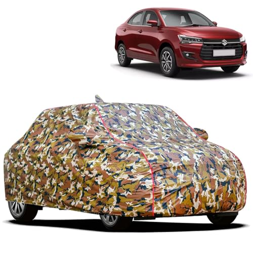 Image of Kerwa Car Body Cover Waterproof Compatible with TATA Indigo ECS | Scratch Proof, Anti-Dust, UV Protection | Windproof Buckle Strap | Fitted Bottom Elastic | Side Mirror Pockets-Jungle