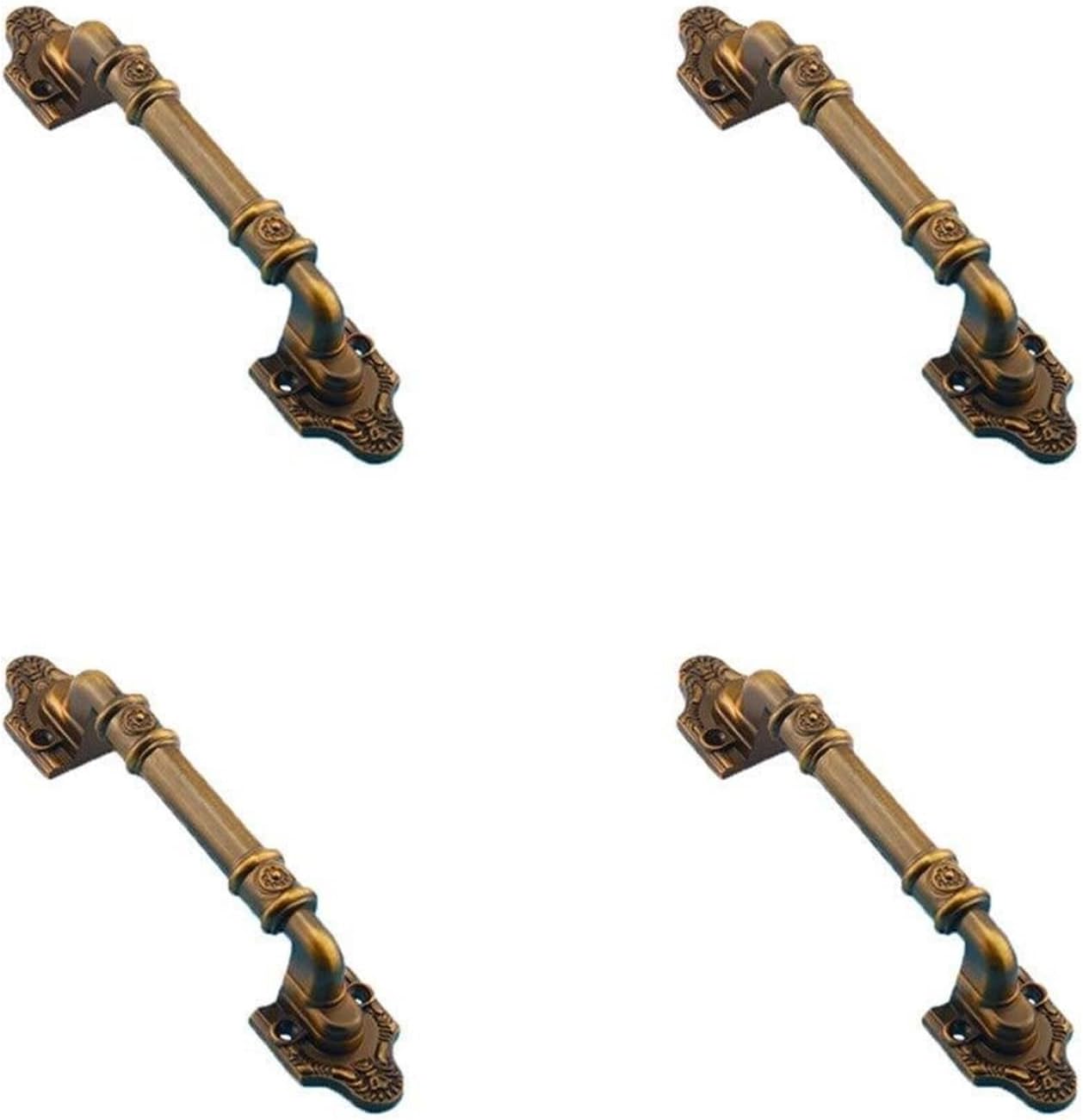 4 Pack 195MM Antique Bronze/Brass Zinc Alloy Metal Door Handles Gate Pulls Vintage European Pastoral Rustic Metal Pull Handles Gate Handles Hardware Set Cabinet Hardware