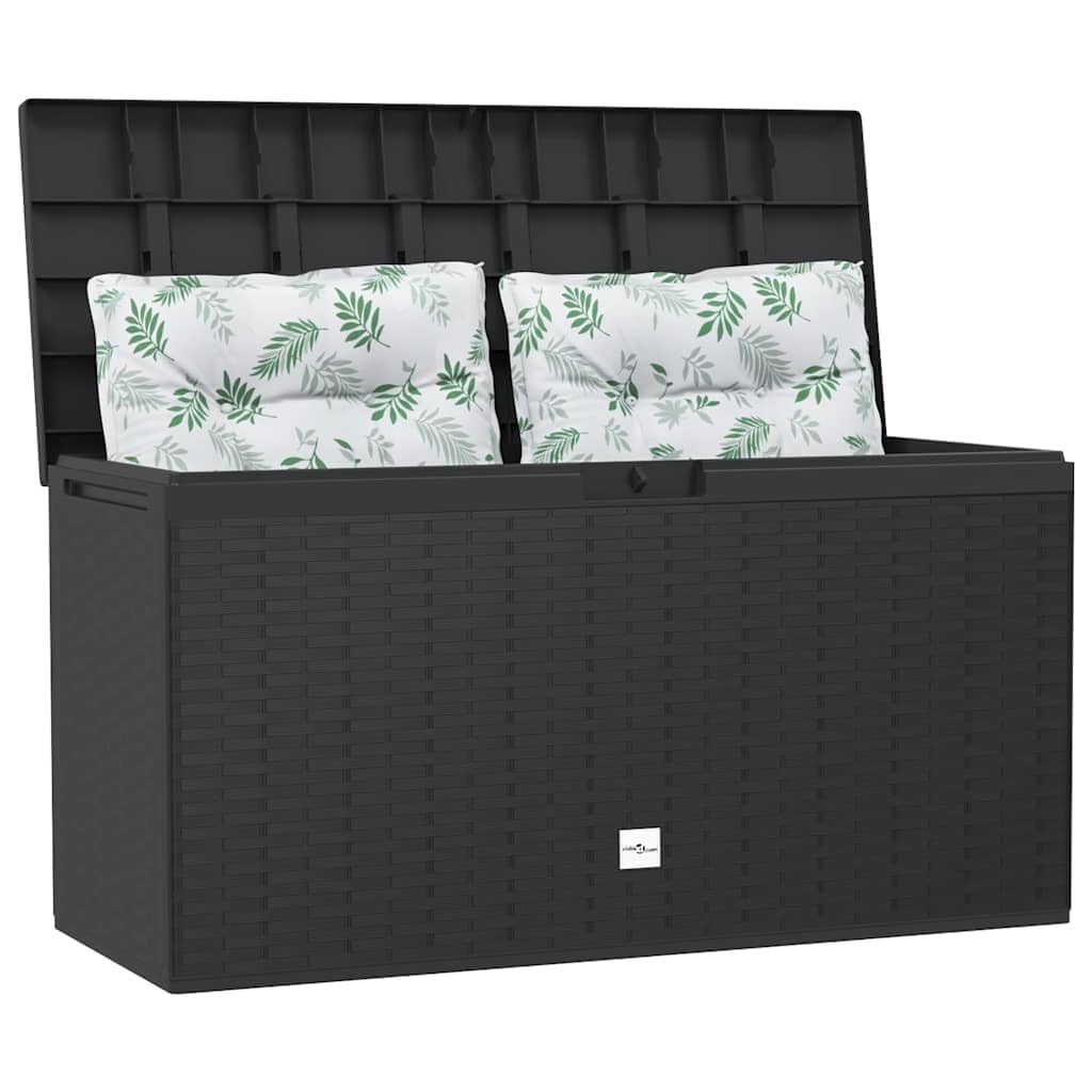 Caja de jardín antracita de polipropileno, 114 x 47 x 60 cm, con 290 L de espacio de almacenamiento, se puede cerrar, resistente a la intemperie y estable, para balcón, terraza, exterior, ideal