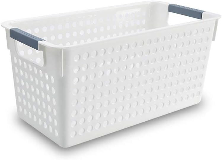Cesta de almacenamiento Manija de plástico ahuecada Doble Capa Tres Capas Engrosada Multifuncional Extraíble Trompeta Blanca Mediana Grande LITING (Color : Narrow Section Medium 14 * 16 * 30CM)