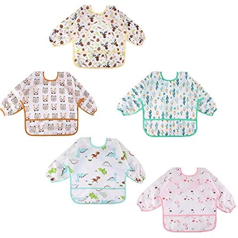 Babero Impermeable con Mangas Largas Ajustables Lictin 5 Pcs Cover