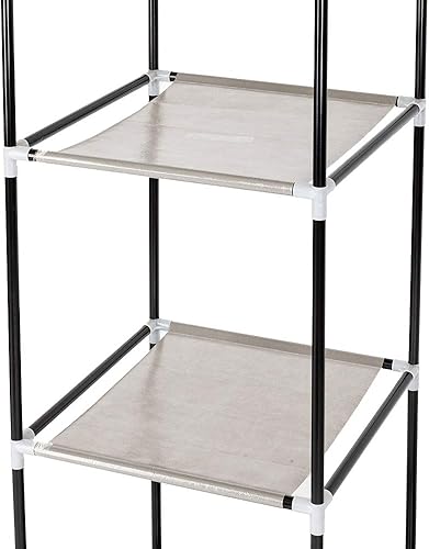 Miniatura 7 de Armario portátil de 64 pulgadas, armario independiente con tela no tejida, organizador de almacenamiento con 6 estantes y 1 rieles para colgar ropa,