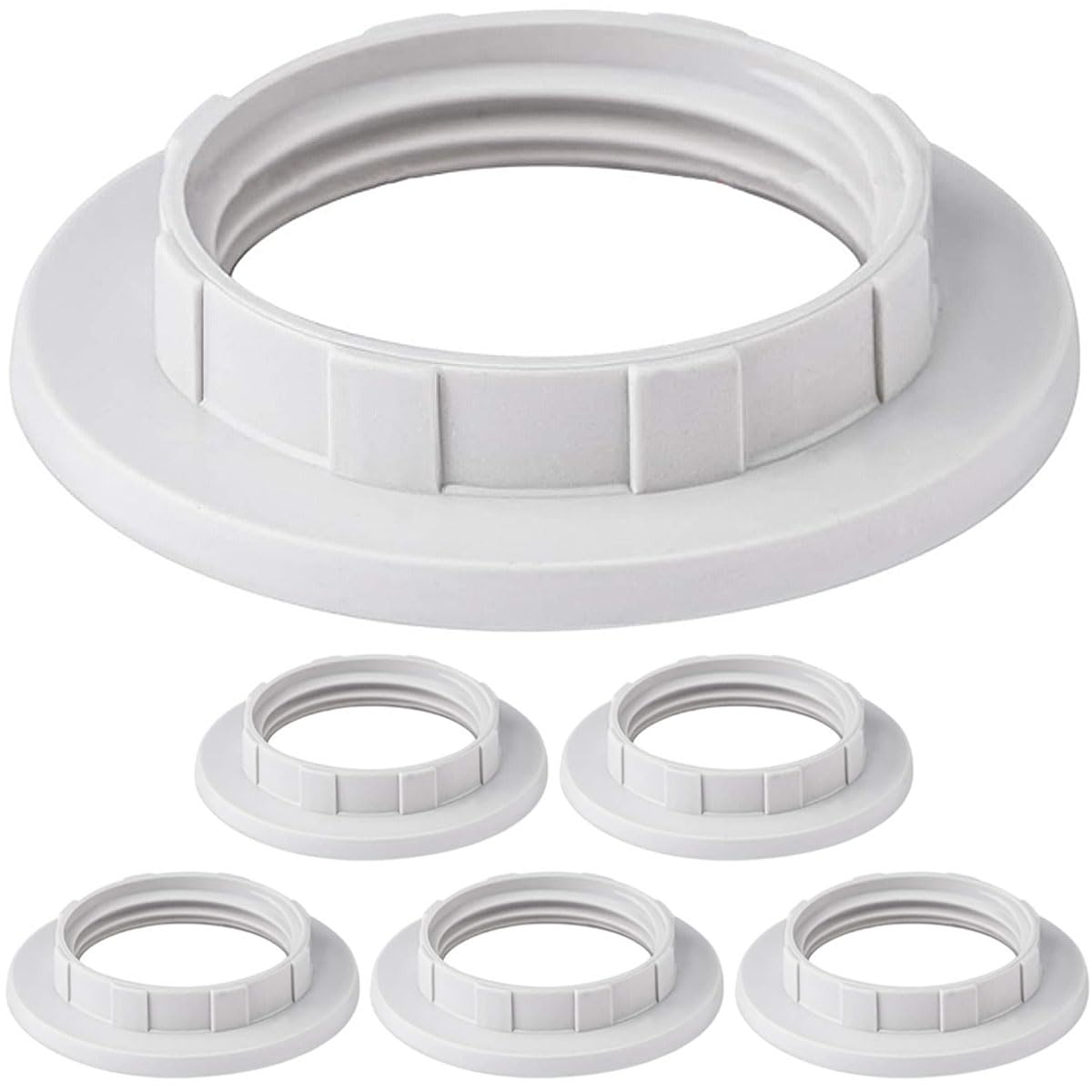 6 Anelli Riduttori Paralume E14 - Plastica Bianca, 28mm, Per Lampade E Plafoniere - Foto 5