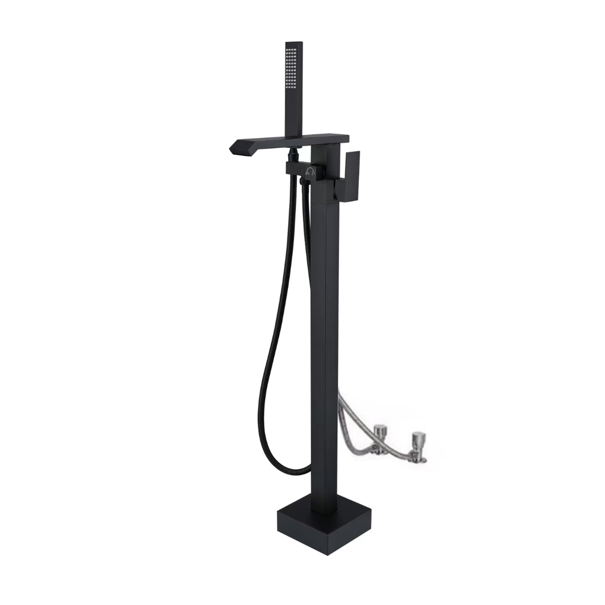 SJQKA Freestanding Bath Taps Black, Free Standing BathTaps Bathroom Mixer Tap Bathtub Tap Handheld Shower Head Brass Freestanding Bath Tap (Black-B)