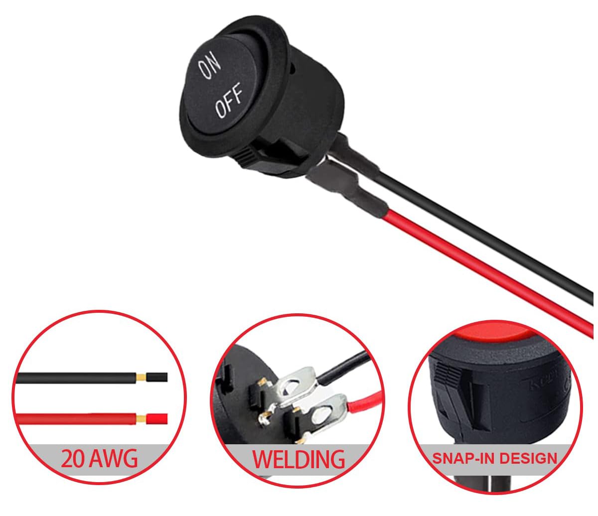 DONAU Elektronik KWS30 Interruttore On / Off, 1 polo, nero, rosso