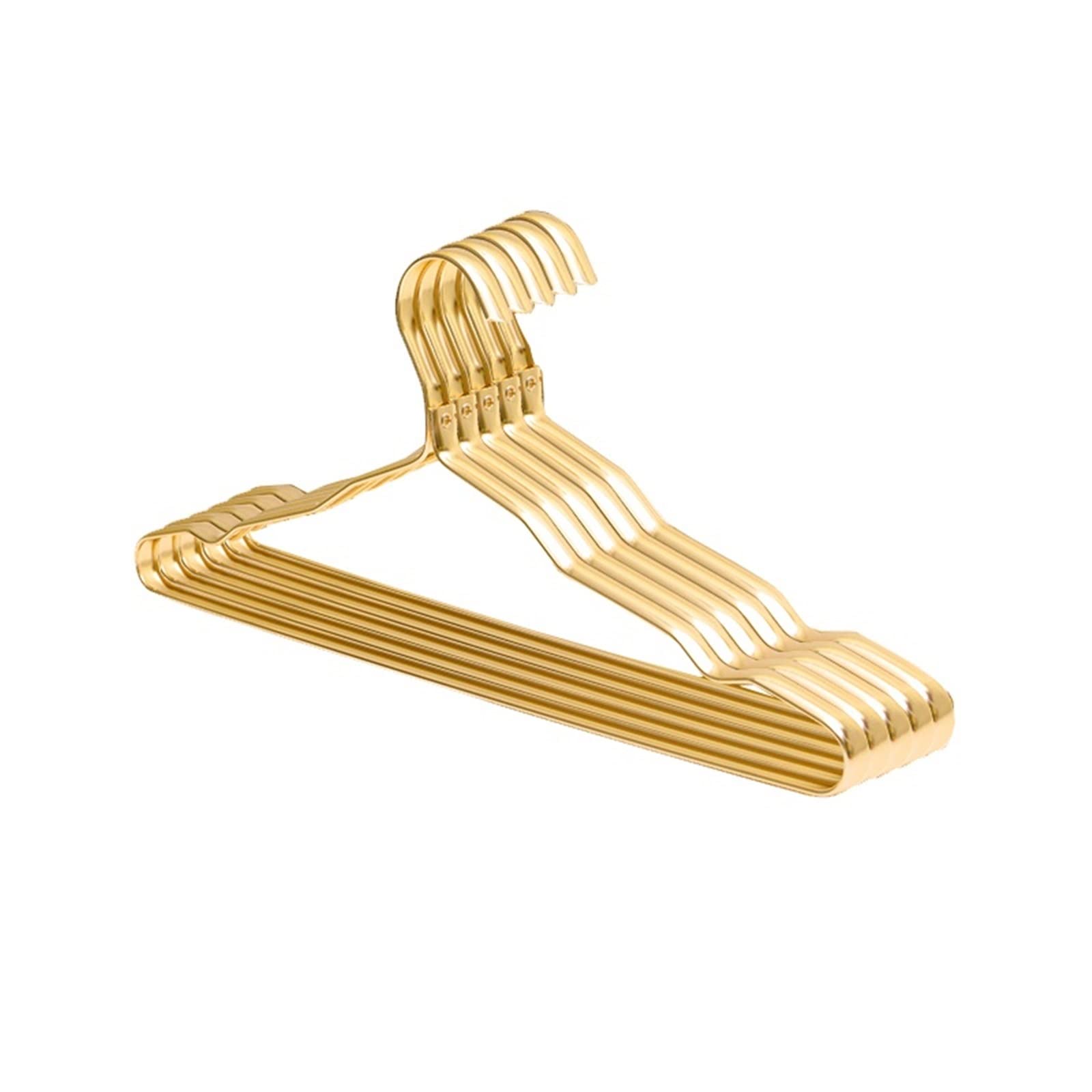 NGDFGR 5/10Pcs Hangers For Clothes Aluminium Alloy Coat Hanger Anti-Slip Drying Rack Wardrobe Space Saver Clothing Storage Rack Hangers Skirt Hangers (5Pcs Gold),5pcs Gold