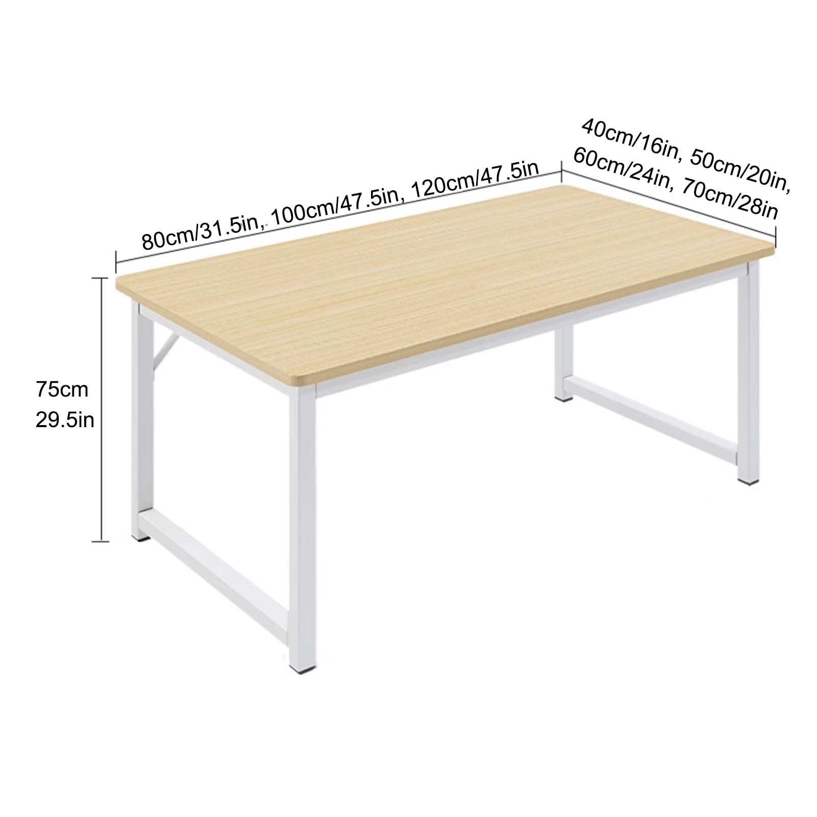 Biurko komputerowe duże biurko biurowe, industrialne nowoczesne proste metalowe drewniane biurko na laptopa, drewniane nowoczesne proste biurko do pracy w biurze domowym (białe, 100 * 60 cm / 39,5 *