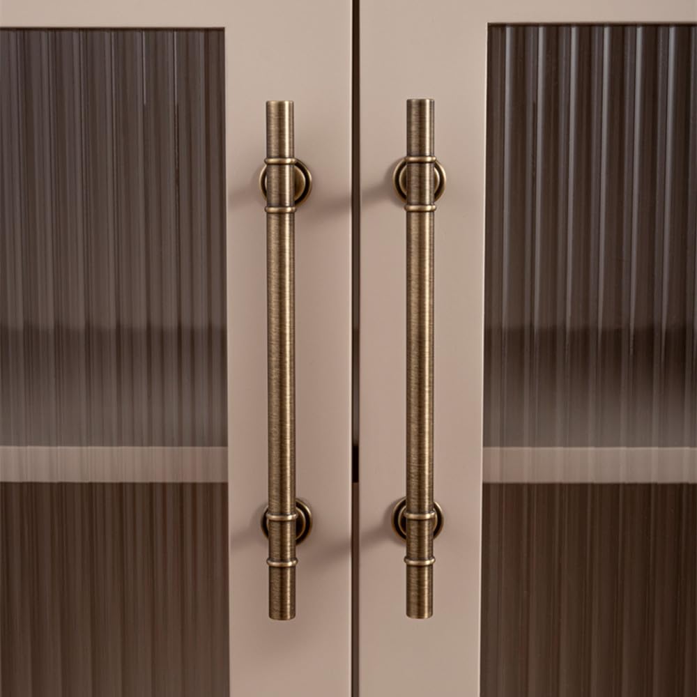 Maniglie per mobili in ottone massiccio antico, moderne e minimaliste, coniche, con barra a T, per mobili da cucina in bronzo, passo, fila, 96 mm