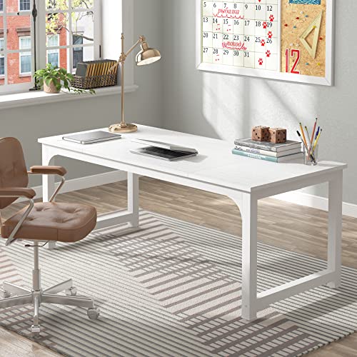 Image of Tribesigns 70.8 inchExecutive Desk, Large Office Computer Desk with Thicken Frame, Modern Simple Workstation Business Furniture for Home Office, White