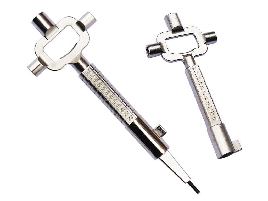 Abiyou 2 Pieces Universal Construction Key, Construction Site Key with Measuring Scale, 6 in 1 Construction Master Key, Building Keys, Multifunctional Construction Key, for Angle Measurement (Silver)