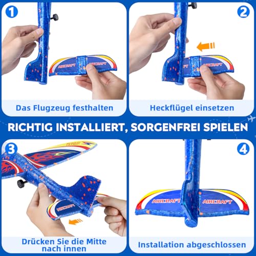 Winstico Flugzeug Spielzeug mit Katapult für Jungen ab 4 5 6 7 Jahre - Styroporflieger & Segelflugzeug… – Ansicht 5