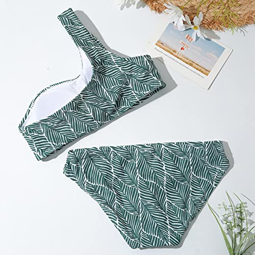 Swimsuits for Girls Kids 2 Piece Bathing Suit One Shoulder Printed Bikini Tops Bottoms Sets Summer Beach Swimwear3