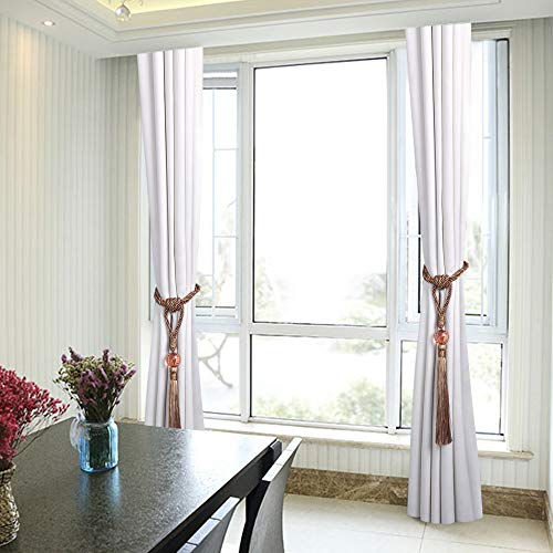 KISENG Curtain Tassel Tiebacks, Beaded Tassels Curtain Tiebacks Rope Holdbacks for Bedroom,Tassels Curtain Tiebacks,Set of 2 (Orange)